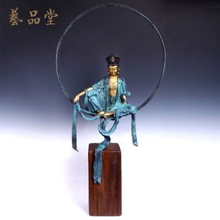 纯铜观音摆件 中国风家居饰品 水月观音禅意摆件 全铜佛像装饰品