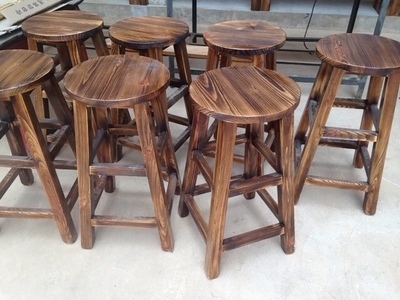 特价全实木圆凳 实木凳子 木质高凳子 木头凳 家用休闲高脚圆木凳