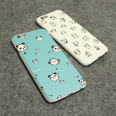 包邮大小熊猫 苹果iphone6plus手机壳5s手机套6p保护壳彩绘硬壳