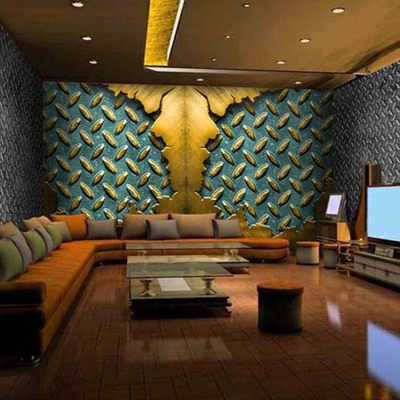个性定制3D立体仿金属软包酒吧KTV大型壁画卧室沙发无缝墙纸壁纸