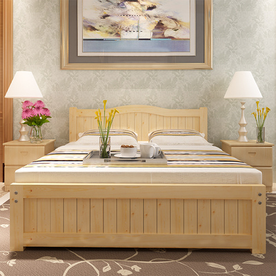 纯实木特价双人床1.8成人床松木儿童床单人1.2米简易木床组装定制