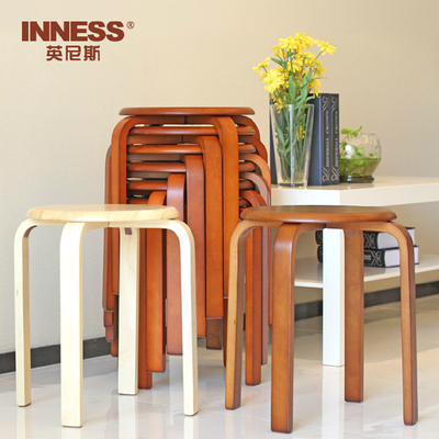 特价英尼斯圆凳实木餐桌凳子家用时尚简约小板凳现代欧式木质餐椅