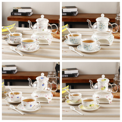 陶瓷玻璃花茶茶具套装花茶壶耐热玻璃花茶水果茶壶花茶杯加热底座