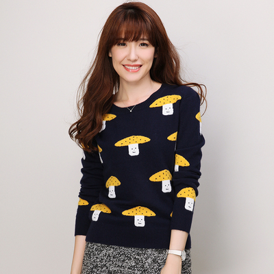 2015年新品羊绒衫女 韩版修身毛衣 圆领套头短款羊绒针织打底衫