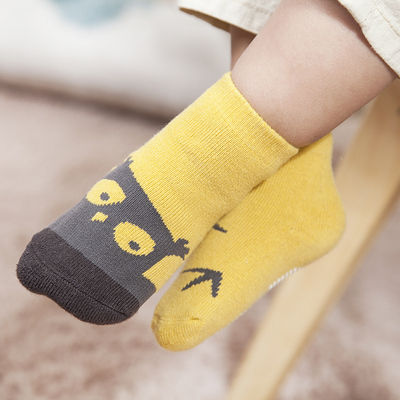 婴儿袜子秋冬0-1-3-2岁棉宝宝不对称立体卡通防滑地板袜儿童袜