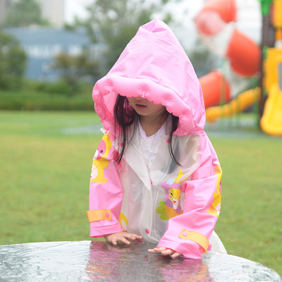 ROSIDA 儿童雨衣带书包位 充气帽檐 韩国学生男女童宝宝环保雨披