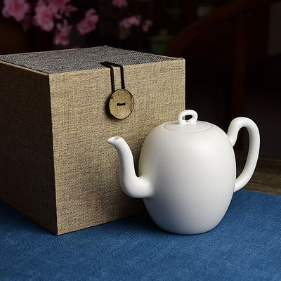 景德镇陶瓷无光白釉茶壶  白瓷美人肩泡茶壶 功夫茶茶具 礼盒包邮