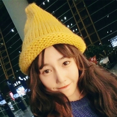 韩国秋季小尖头亲子毛线帽子男女韩版潮针织帽冬天尖尖帽女巫师帽