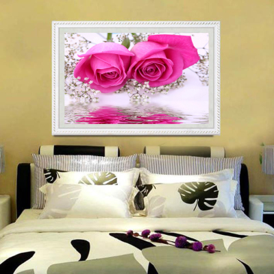 迪寇5D钻石画圆钻娇艳粉玫瑰客厅钻石十字绣点钻新款卧室小幅画。