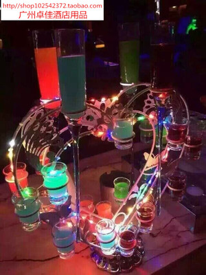 沙滩杯爱心子弹杯架三代LED架发光一口酒杯架创意鸡尾酒套餐架