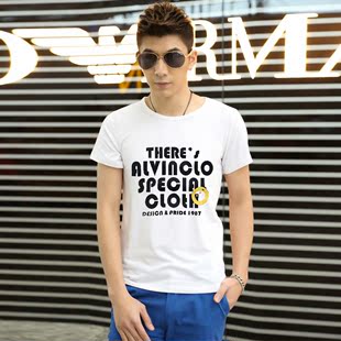 2015夏季新品男士短袖T恤半袖韩版修身圆领潮体恤上衣男潮流t恤