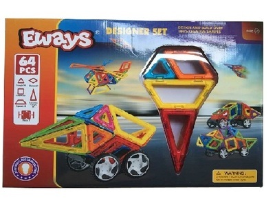 琛达正品益维思磁力片磁力建构片磁力积木64片儿童益智玩具