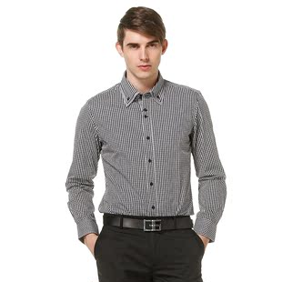 男士 特价  新品 商务休闲 韩版修身 纯棉 长袖衬衫 1C036