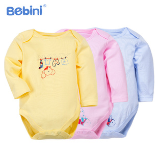 婴儿连体衣夏季长袖薄 宝宝哈衣0-2岁新生儿童男女纯棉三角包屁衣