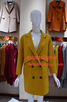 琦翔伊莱QX86-A13专柜正品2015冬季新款时尚双面羊绒毛呢中长大衣