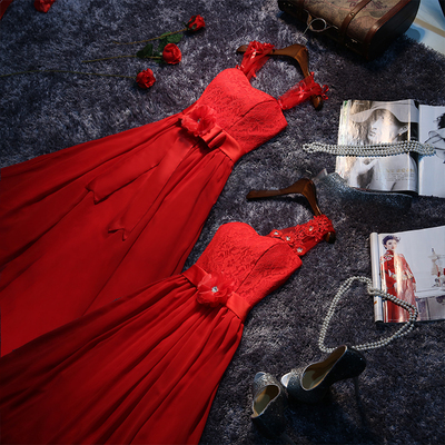 2015秋冬新款红色结婚礼服长款宴会女主持人晚装晚礼服新娘敬酒服