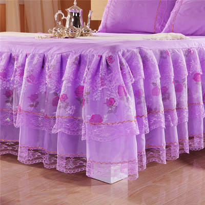 韩式公主蕾丝花边床裙单件纯棉床罩全棉1.5m1.8米床套特价包邮