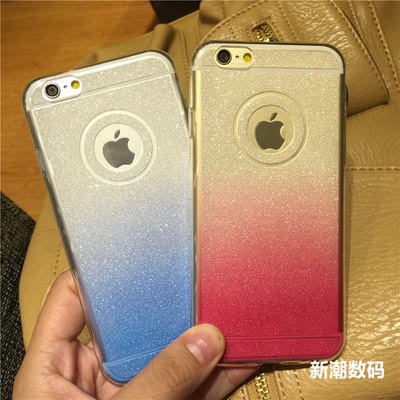 苹果iPhone6手机壳6plus保护套5/5S软硅胶超薄闪粉渐变外壳潮女
