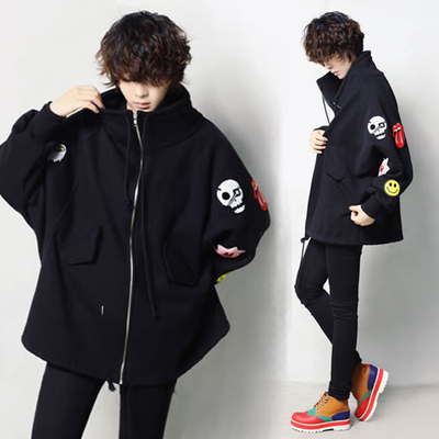 2015秋季 韩版男装非主流个性蝙蝠袖嘻哈风另类宽松卫衣开衫外套