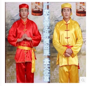 新款古代古装戏服演出服服装摄影主题喜庆黄色特价男士抬轿轿夫