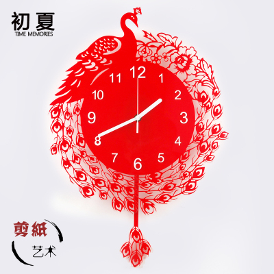 挂钟客厅中式创意个性艺术时钟中国风卧室静音摇摆装饰石英钟表