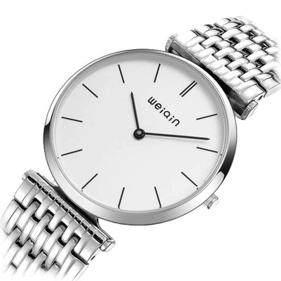 威琴 (WeiQin)新款男士简洁表盘超薄石英表全钢两针男款男士手表