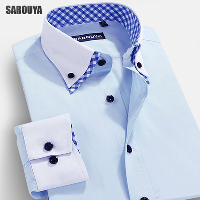 sarouya2015春装新款男装男士修身衬衫男长袖韩版修身衬衣寸衫潮