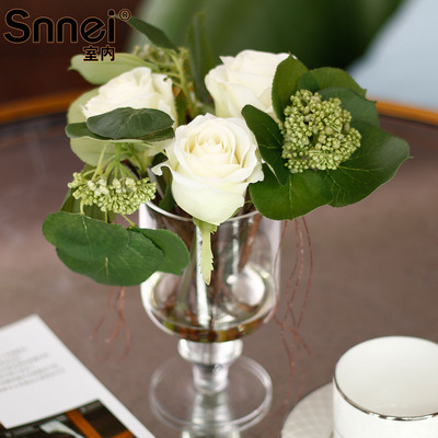 Snnei室内 创意透明玻璃花瓶组合 欧式客厅花器摆件 整体花艺套装