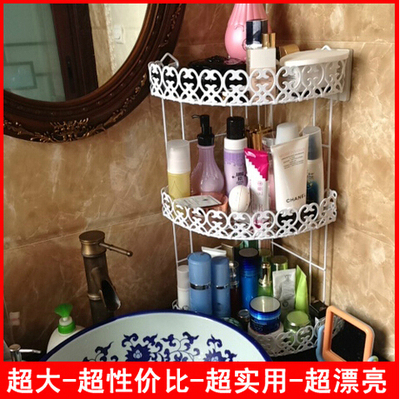 铁艺浴室洗漱架三角三层卫生间置物架壁挂转角洗手台化妆品收纳架