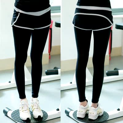韩版春夏特价假两件运动跑步紧身健身服瑜伽长裤服显瘦九分裤女