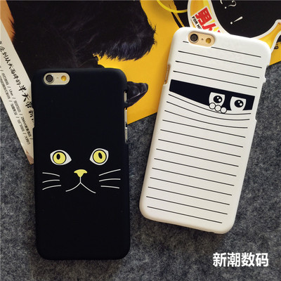 iphone6手机壳iphone5s保护壳苹果6plus磨砂壳硬壳个性创意猫外壳