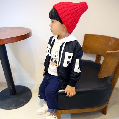 2016年新款韩版潮童装儿童外套秋冬男童字母夹克外套中大童上衣潮
