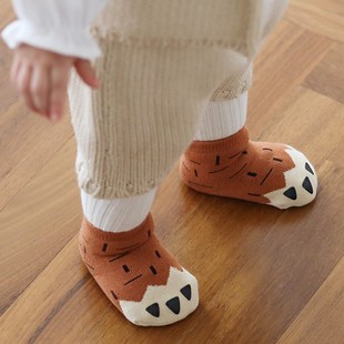 婴儿袜冬加厚纯棉0-1-3岁 韩款男女童宝宝毛圈儿童袜脚爪点胶防滑