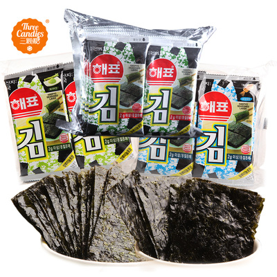 韩国进口海牌海苔即食烤紫菜20g*3袋宝宝儿童休闲零食品寿司专用