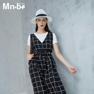 曼诺比菲 mnbf2016两件套格子背带连衣裙