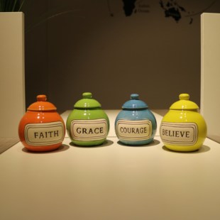 欧式简约陶瓷储物罐糖果罐茶叶罐带盖收纳罐创意家居饰品摆件