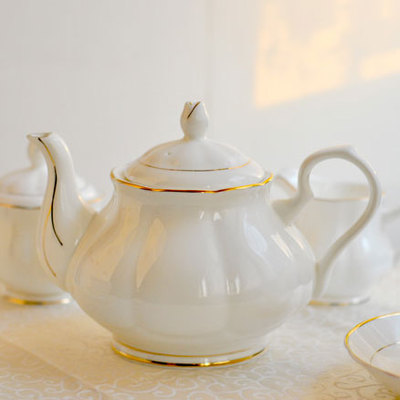 亿金佩儿 欧式茶具 浮雕骨瓷陶瓷茶壶英式茶壶 冲泡茶咖啡壶