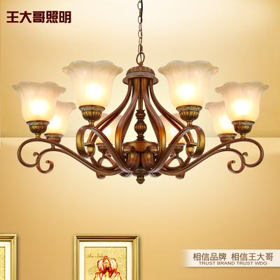 美式吊灯复古铜客厅灯简欧地中海乡村6027铁艺树脂卧室餐厅欧式灯