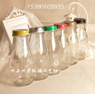 玻璃奶茶瓶密封饮料瓶带盖果汁瓶耐热咖啡杯创意水杯奶茶店专用瓶