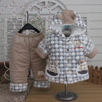 宝宝衣服冬装童套装0-1-2岁男女婴儿外套加厚裤冬季加厚棉衣棉袄