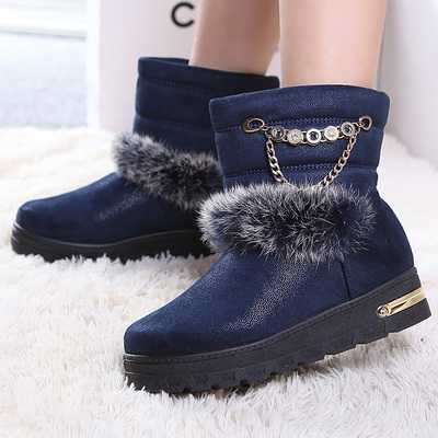 2015冬季新款韩版雪地靴女短靴磨砂皮短筒加绒保暖厚底学生棉鞋潮
