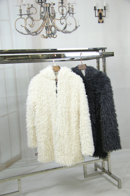 2016新款韩版休闲羊羔毛纯色外套大衣p000 中长款女装