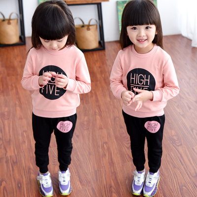 女童套装秋装2-3-4-5-6岁小女孩韩版纯棉衣服长袖卫衣运动套装潮