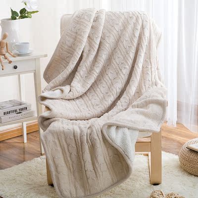 冬季办公室午睡毯沙发盖毯加绒羊羔绒毯子保暖宜家休闲全棉针织毯