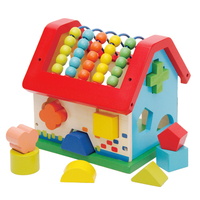 婴幼儿童形状配对小房子木质 男女宝宝早教益智力积木玩具1-2-3岁