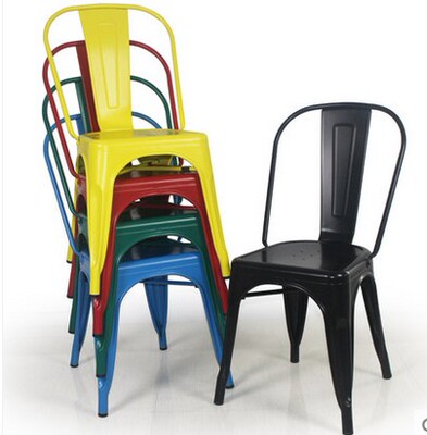 欧式铁皮椅子金属餐椅工业椅复古做旧仿古铁椅靠背椅铁餐椅铁皮凳