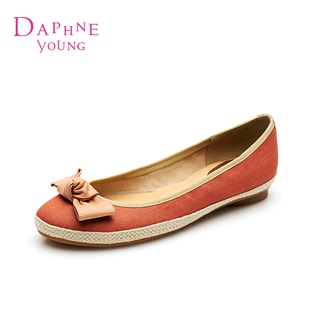 Daphne/达芙妮2015春新款女鞋 甜美蝴蝶结平底圆头单鞋1515101009
