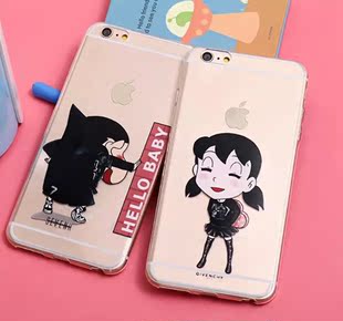iphone6s女孩手机壳潮牌二代苹果6s plus蜡笔小新手机壳可爱防摔