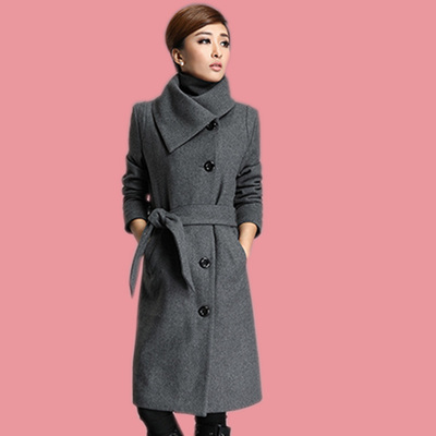 2015冬季新款韩版毛呢外套女长款茧型加厚大衣宽松大码女呢料外套