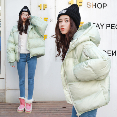 2015冬装韩版新款棉衣连帽面包服加厚保暖羽绒服学生短款针织袖女